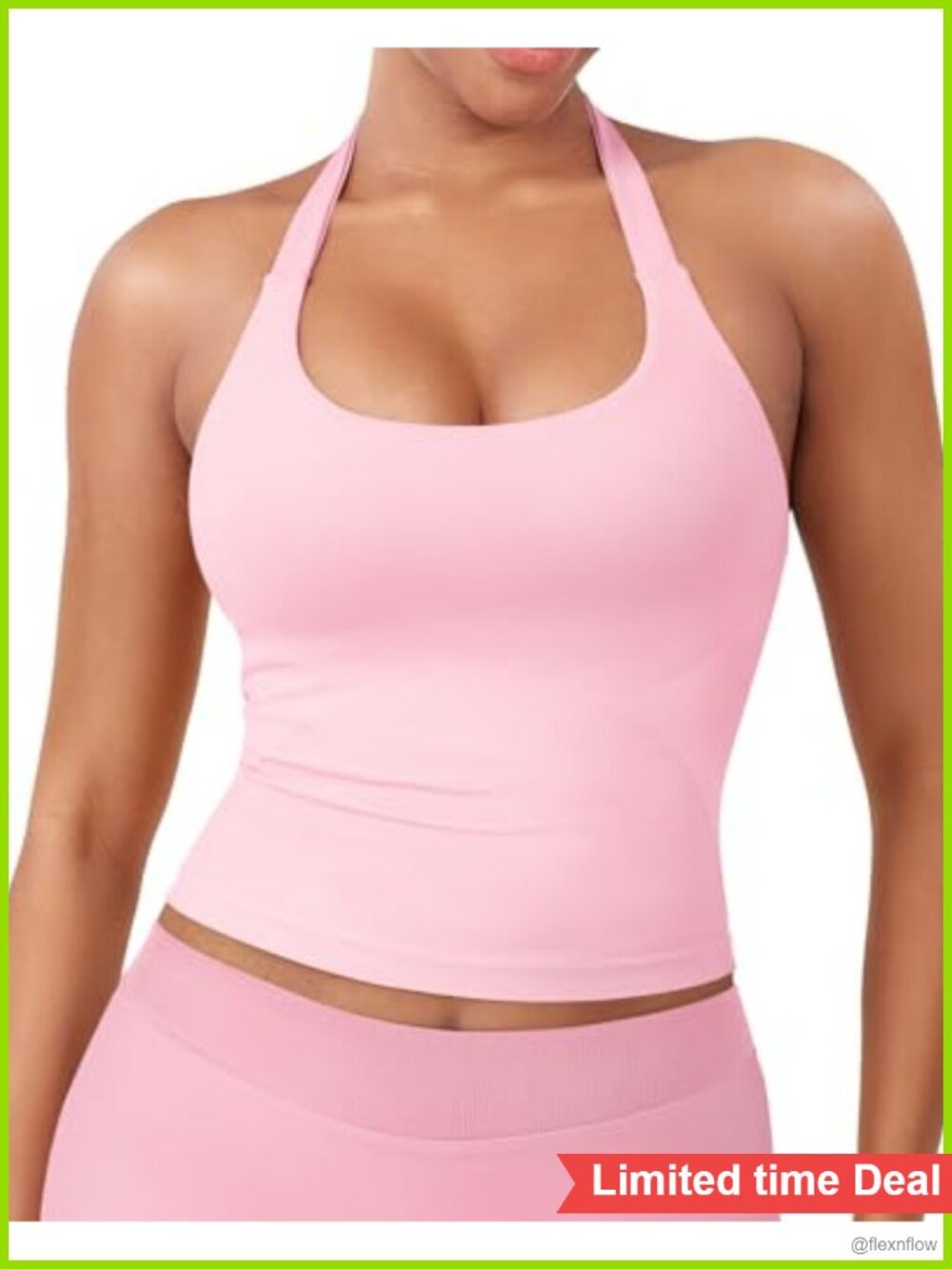 Women's Impact Halter Tank Top Built-In Bra Removable Pads Compression